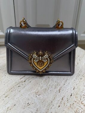 Dolce & Gabbana Metallic Gray Devotion top handle Bag